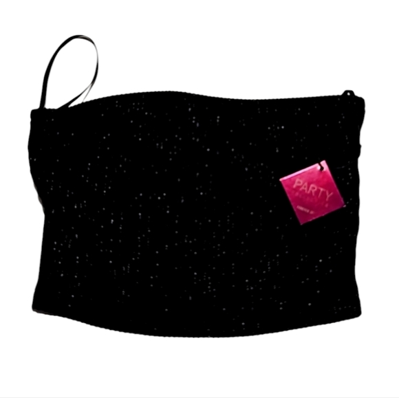 NWT Cropped Crop Bandeau Tube Glitter Striped Tops Forever 21 - Picture 1 of 3